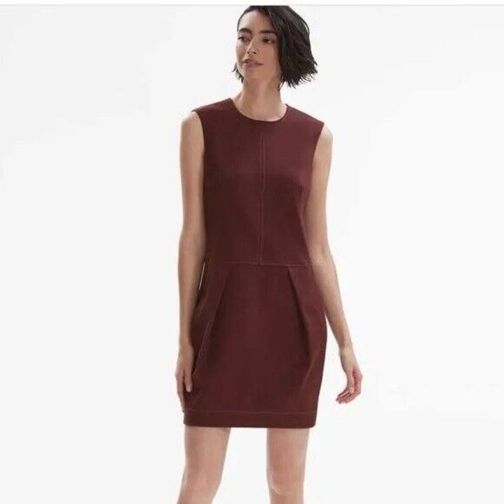 MM LaFleur Jina Dress 4 Chocolate Brown Textured Ponte Stretch Office Workwear